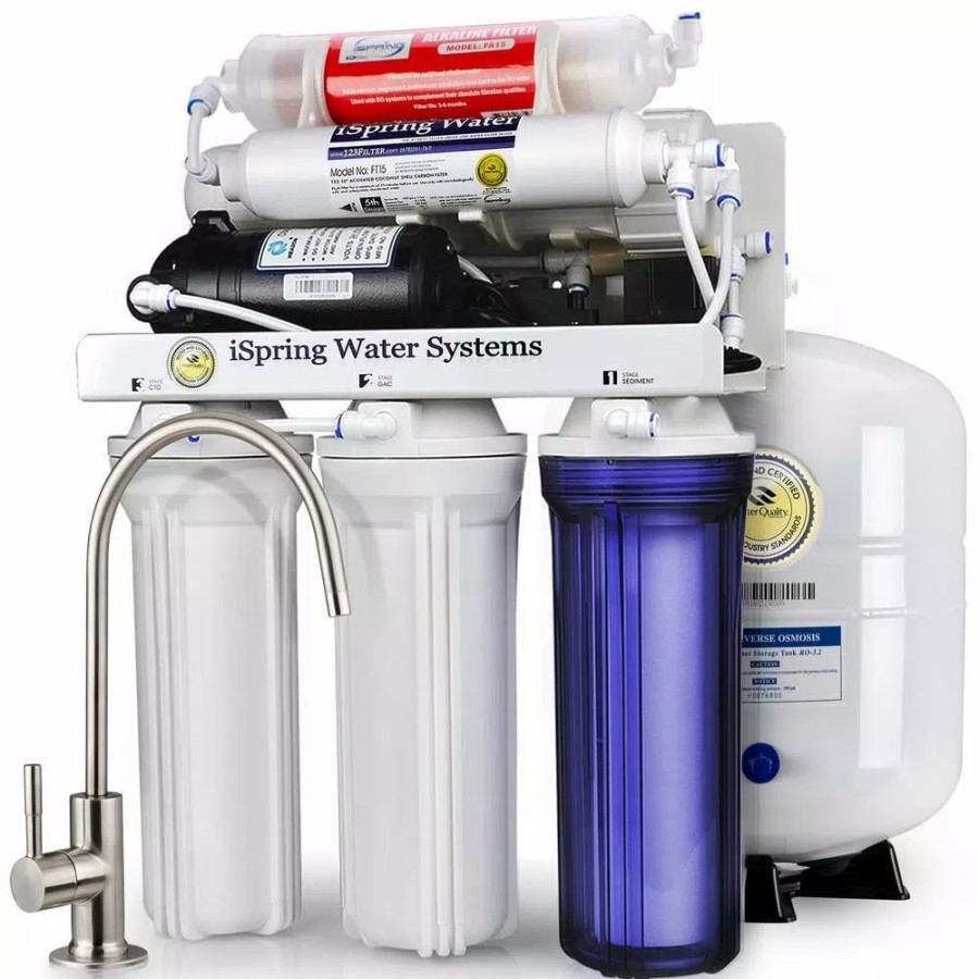 Water Filters * | Water Filtration Systems Ispring Maximum Performance Under Sink Reverse Osmosis Water Filtration System With Booster Pump And Alkaline Filter
