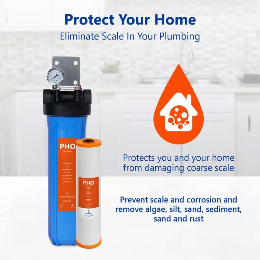 Water Filters * | Water Filtration Systems Express Water 1-Stage Whole House Water Filtration System Anti Scale Home Filter With Pressure Gauge, Easy Release, 1 In. Connection