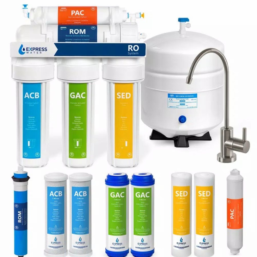 Water Filters * | Water Filtration Systems Express Water Express Water Reverse Osmosis 5 Stage Water Filtration System With Faucet, Tank, And 4 Replacement Filters 100 Gpd