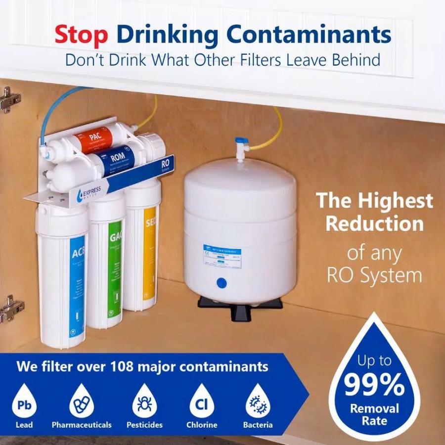 Water Filters * | Water Filtration Systems Express Water Express Water Reverse Osmosis 5 Stage Water Filtration System With Faucet, Tank, And 4 Replacement Filters 100 Gpd