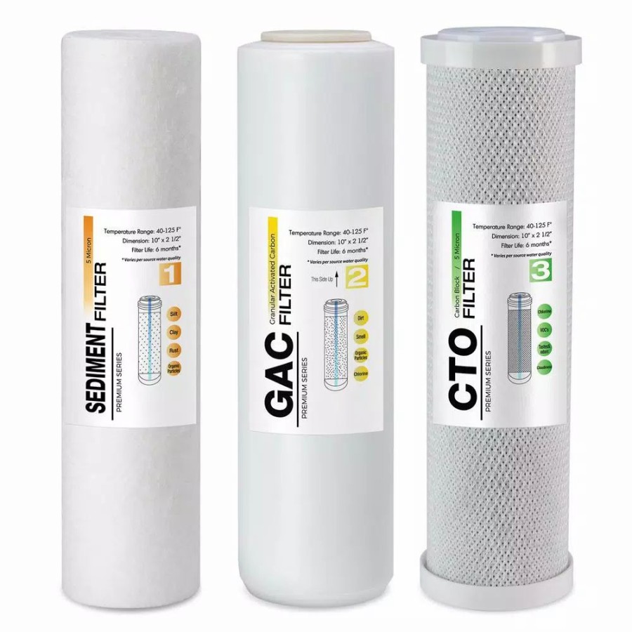 Water Filters * | Water Filtration Systems Ispring F3Us Reverse Osmosis Ro System 6-Month Supply Replacement Filter Cartridges Pack Of 3 Filters, Sediment, Cto And Gac Ea.