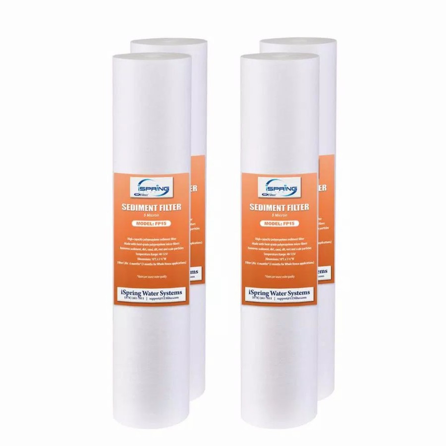 Water Filters * | Water Filtration Systems Ispring 5 Micron 10 In. X 2.5 In. Universal Sediment Filter Cartridges 15000 Gal. Multi-Layer (4-Pack)