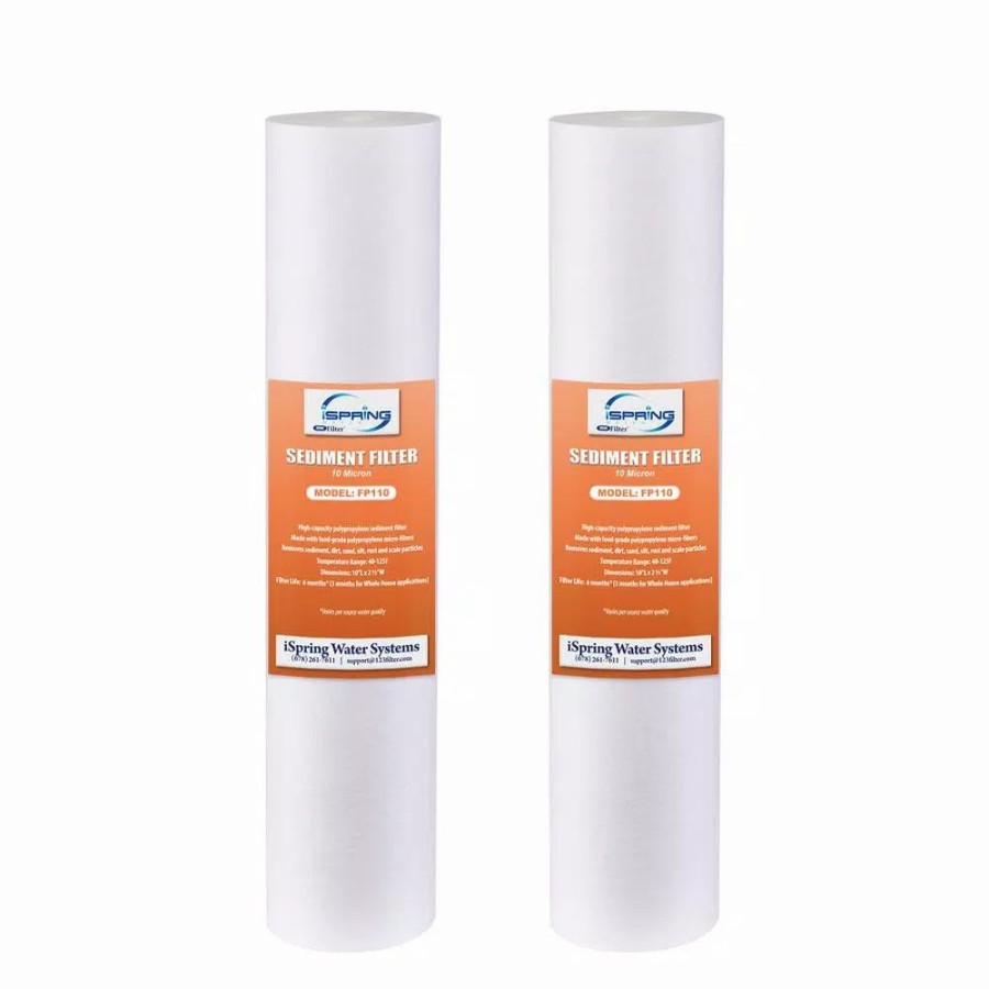 Water Filters * | Replacement Water Filters Ispring 10 Micron 10 In. X 2.5 In. Universal Sediment Filter Cartridges, 15,000-Gal., Multi-Layer, (2-Pack)