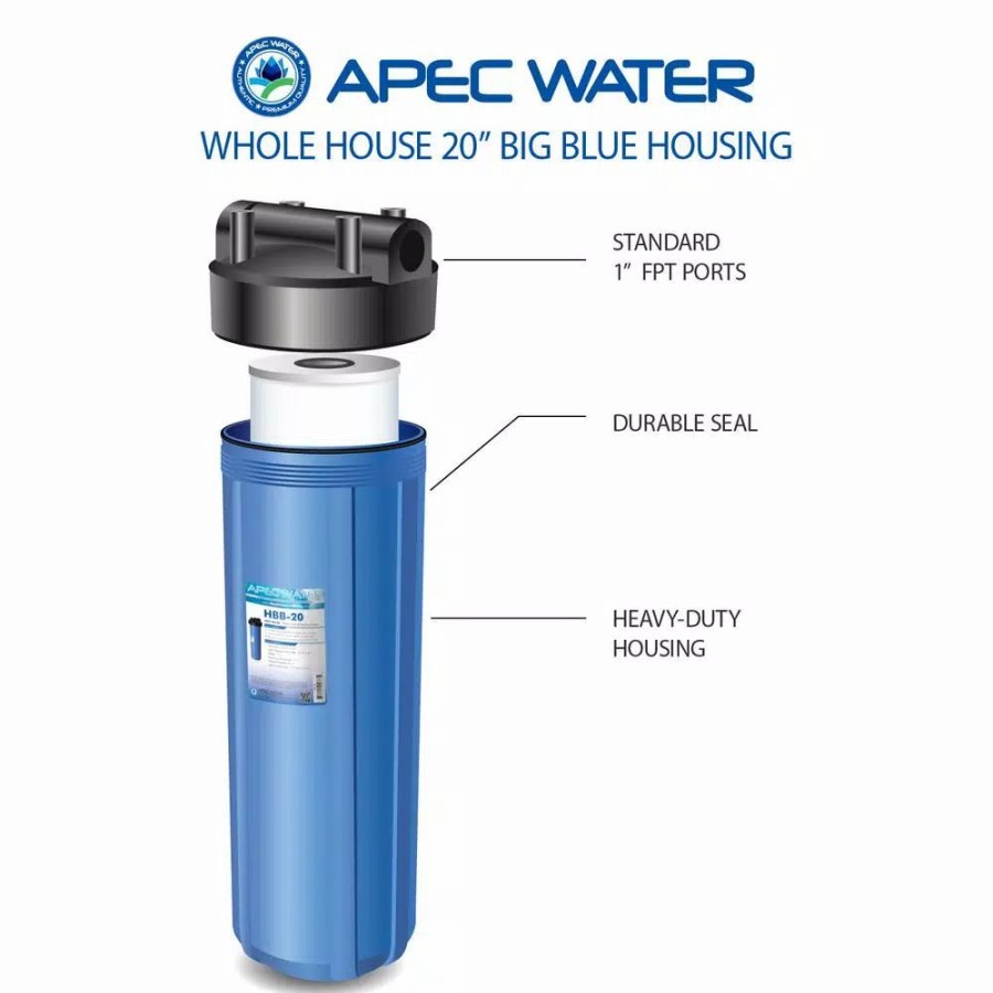 Water Filters * | Water Filter Parts Apec Water Systems 20 In. Big Blue Whole House Water Filter Housing 1 In. Inlet/Outlet