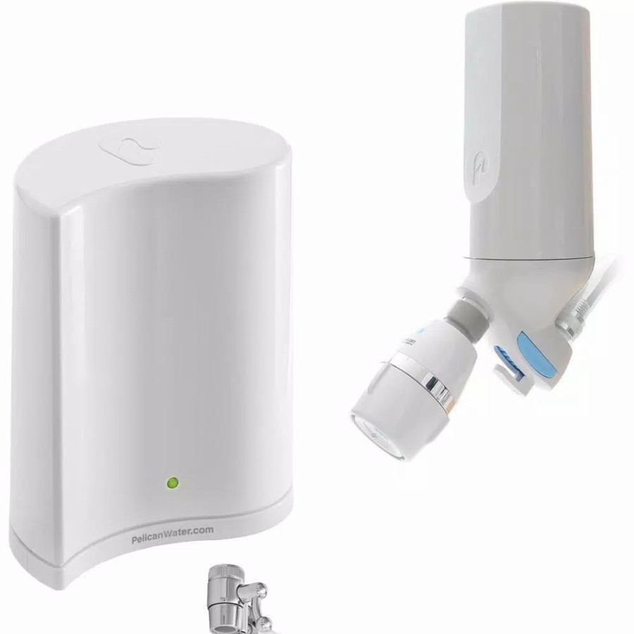 Water Filters * | Water Filtration Systems Pelican Water Premium Shower And Drinking Water Purification Counter Top Filtration System Combo