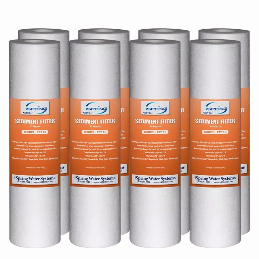 Water Filters * | Replacement Water Filters Ispring 10 In. X 2.5 In. Universal Sediment Filter Cartridges 15,000-Gallon Multi-Layer (Pack Of 8)