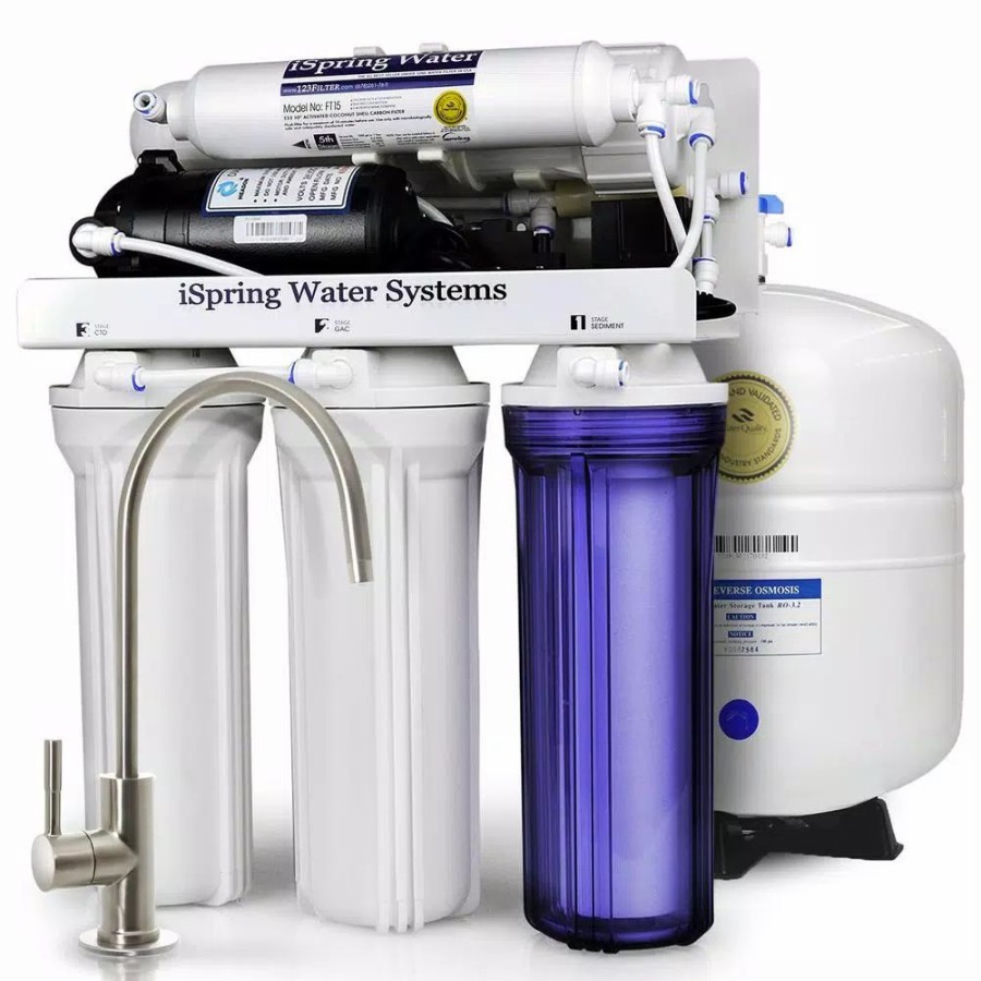 Water Filters * | Water Filtration Systems Ispring Maximum Performance Under Sink Reverse Osmosis Drinking Water Filtration System With Booster Pump