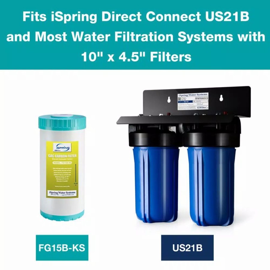 Water Filters * | Replacement Water Filters Ispring 10 In. X 4.5 In. Premium Gac And Kdf Carbon Filter Replacement Water Filter Cartridge For Undersink Filter System