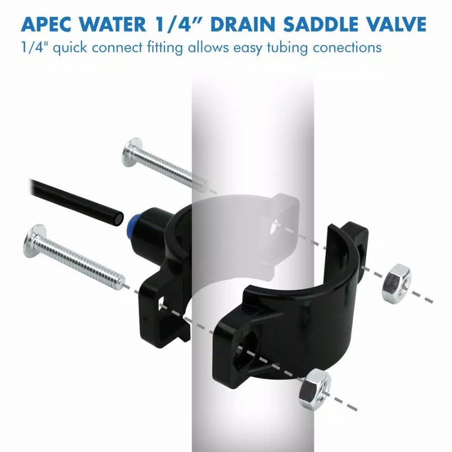 Water Filters * | Water Filter Parts Apec Water Systems Drain Saddle Clamp With Quick-Connect Fitting For 1/4 In. Tubing
