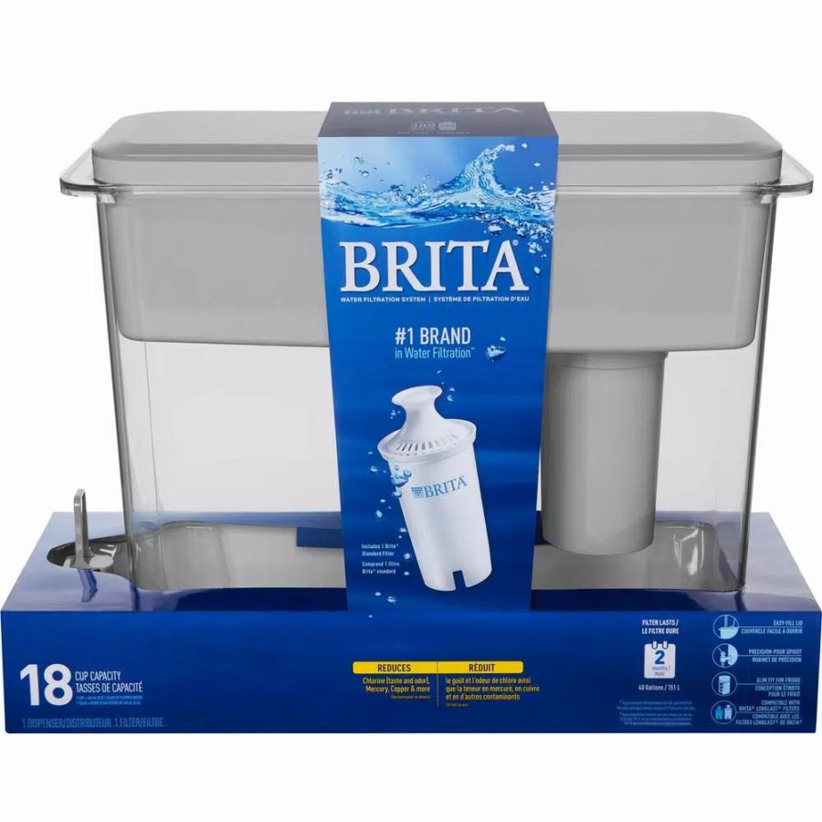 Water Filters * | Water Filter Pitchers Brita Ultramax 18-Cup Extra Large Filtered Water Dispenser, Bpa Free