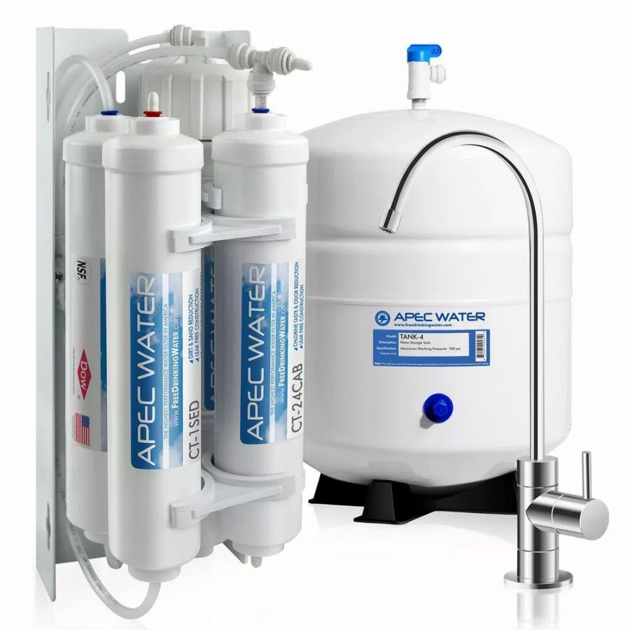 Water Filters * | Water Filtration Systems Apec Water Systems Ultimate Compact 4-Stage Under-Sink Reverse Osmosis Drinking Water Filtration System