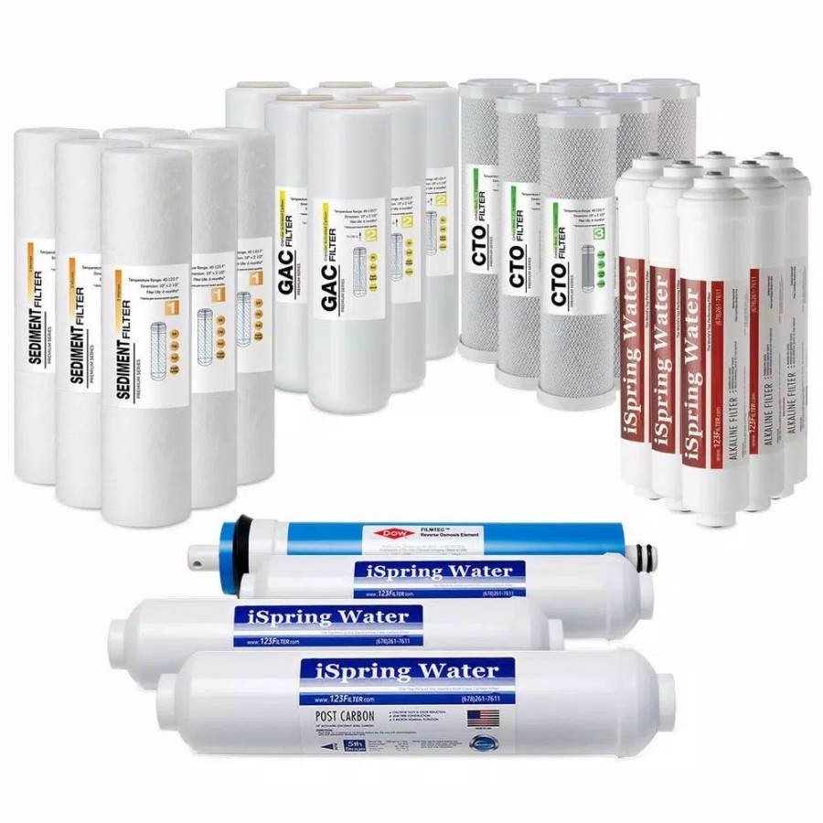 Water Filters * | Water Filtration Systems Ispring 6-Stage Reverse Osmosis Ro System 3-Year Replacement Water Filter Cartridge Pack With Alkaline Filter 10 In. X 2.5 In.