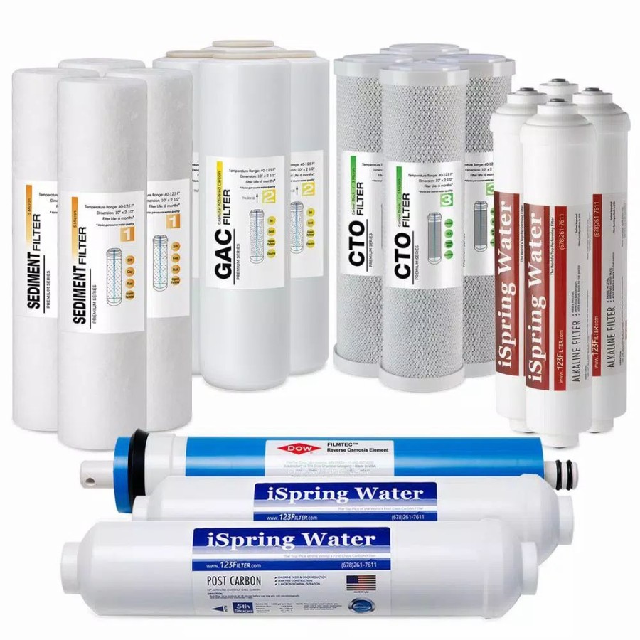Water Filters * | Water Filtration Systems Ispring 6-Stage Reverse Osmosis Ro System 2-Year Replacement Water Filter Cartridge Pack, With Alkaline Filter 10 In. X 2.5 In.