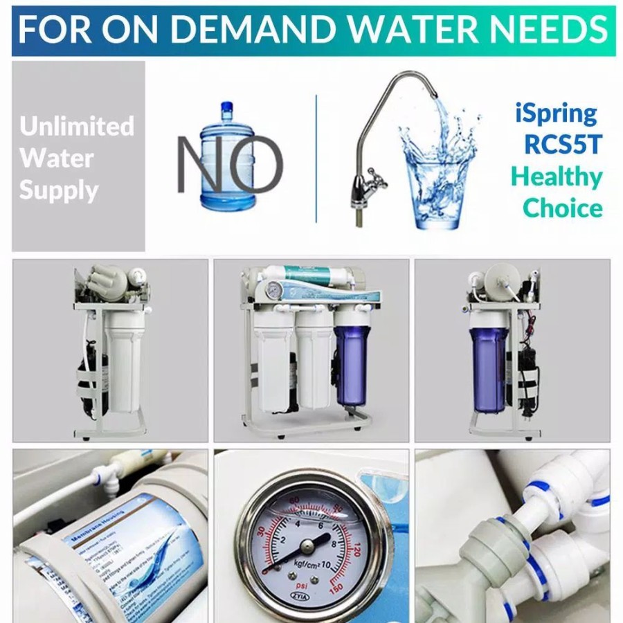 Water Filters * | Water Filtration Systems Ispring 500Gpd Residential And Light Commercial Under Sink Tankless Reverse Osmosis Water Filter System With 1:1 Drain Ratio
