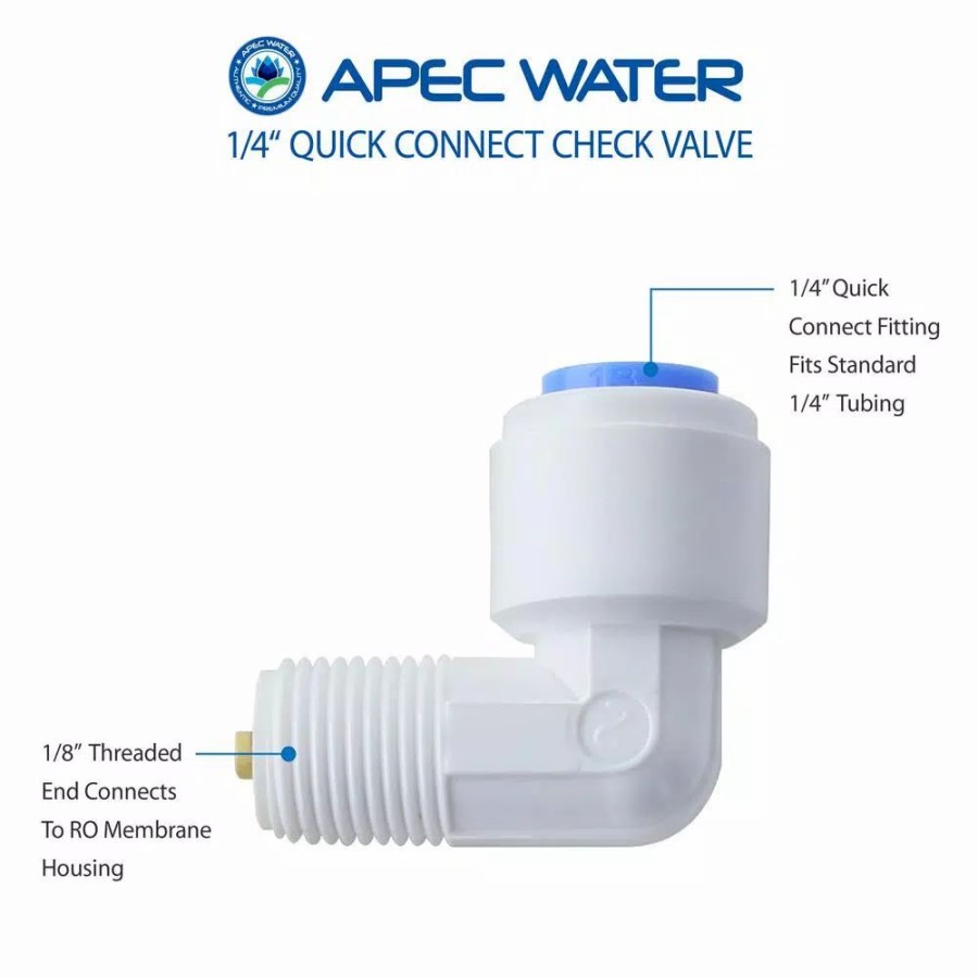 Water Filters * | Water Filter Parts Apec Water Systems 1/4 In. Quick Connect Check Valve For Reverse Osmosis Water Filtration System