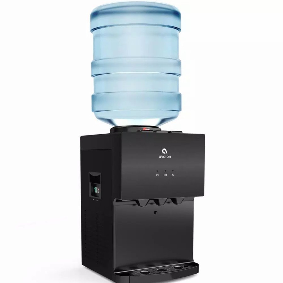 Water Filters * | Water Dispensers Avalon Avalon Premium 3 Temperature Top Loading Countertop Water Cooler Dispenser With Child Safety Lock- Black Stainless Steel
