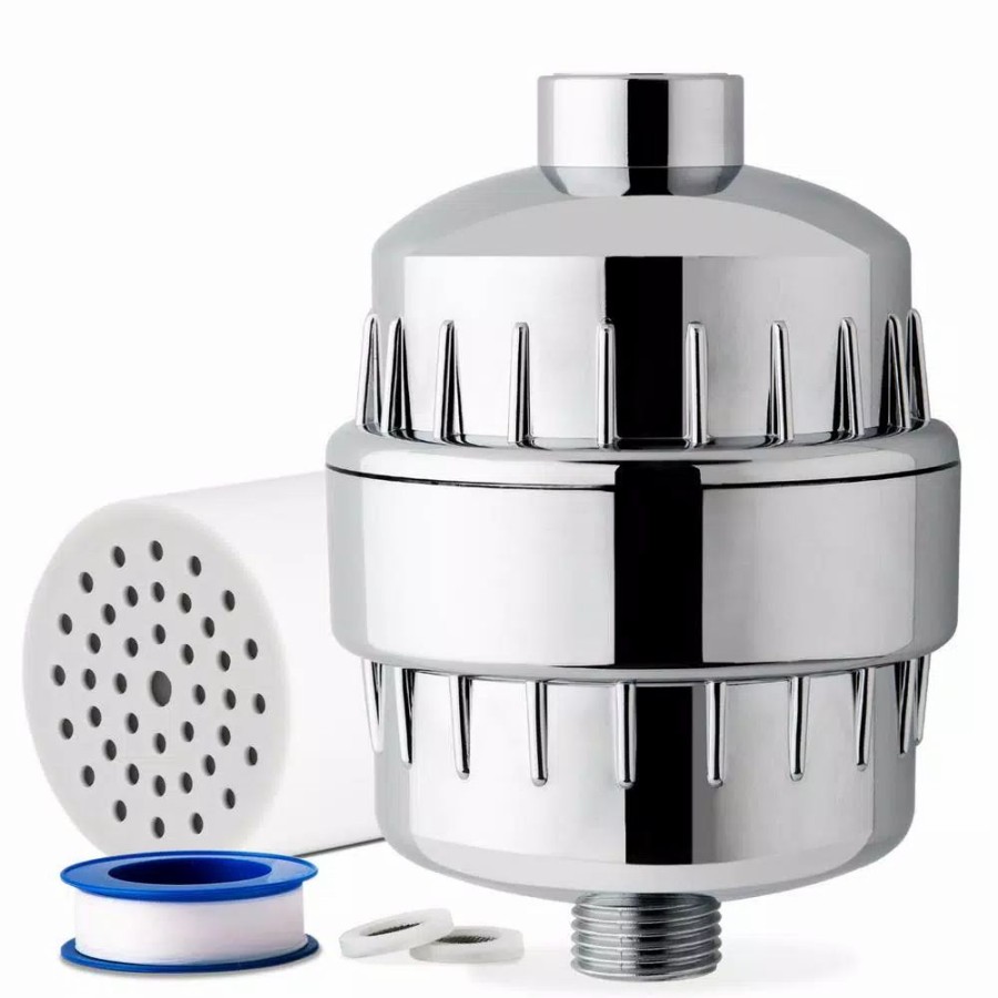 Water Filters * | Showerhead Filters Ispring 15-Stage High Output Universal Shower Filter Water Filtration System With Replaceable Cartridge In Chrome