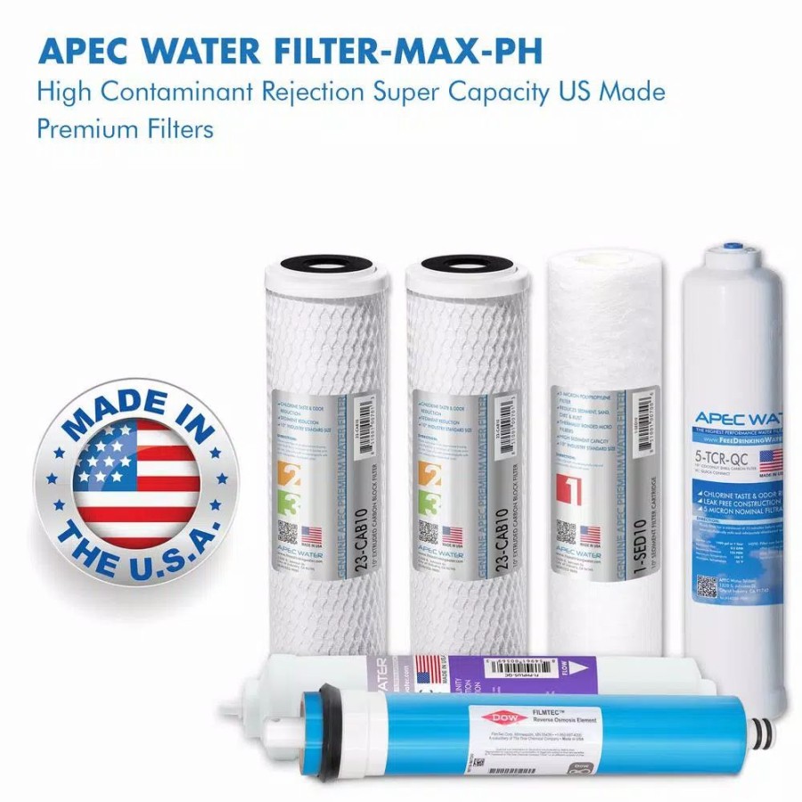 Water Filters * | Water Filtration Systems Apec Water Systems Ultimate Complete Replacement Filter Set For 90 Gpd Ph+ 6-Stage Ro Systems (Stages 1 To 6)