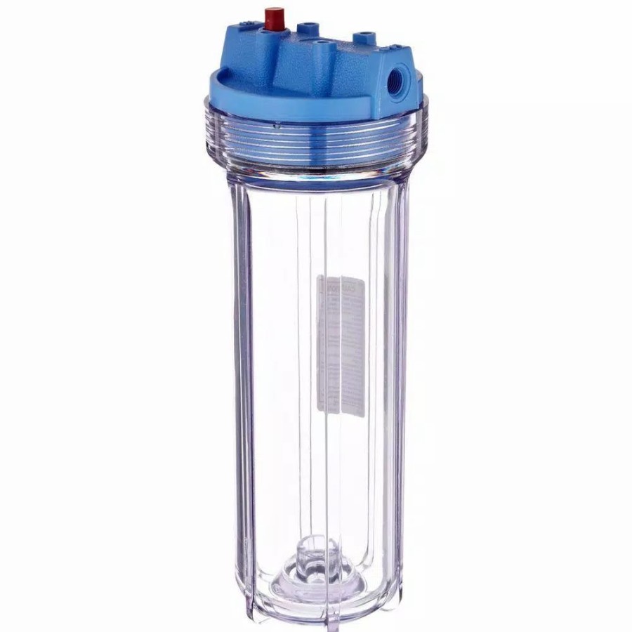Water Filters * | Water Filter Parts Pentek 158117 1/4 In. Inlet/Outlet 10 In. Filter Clear Slim Line Housing With Pressure Release