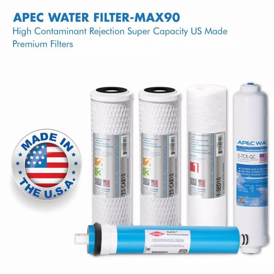 Water Filters * | Replacement Water Filters Apec Water Systems Ultimate Complete Replacement Filter Set For 90 Gpd High Flow 5-Stage Systems