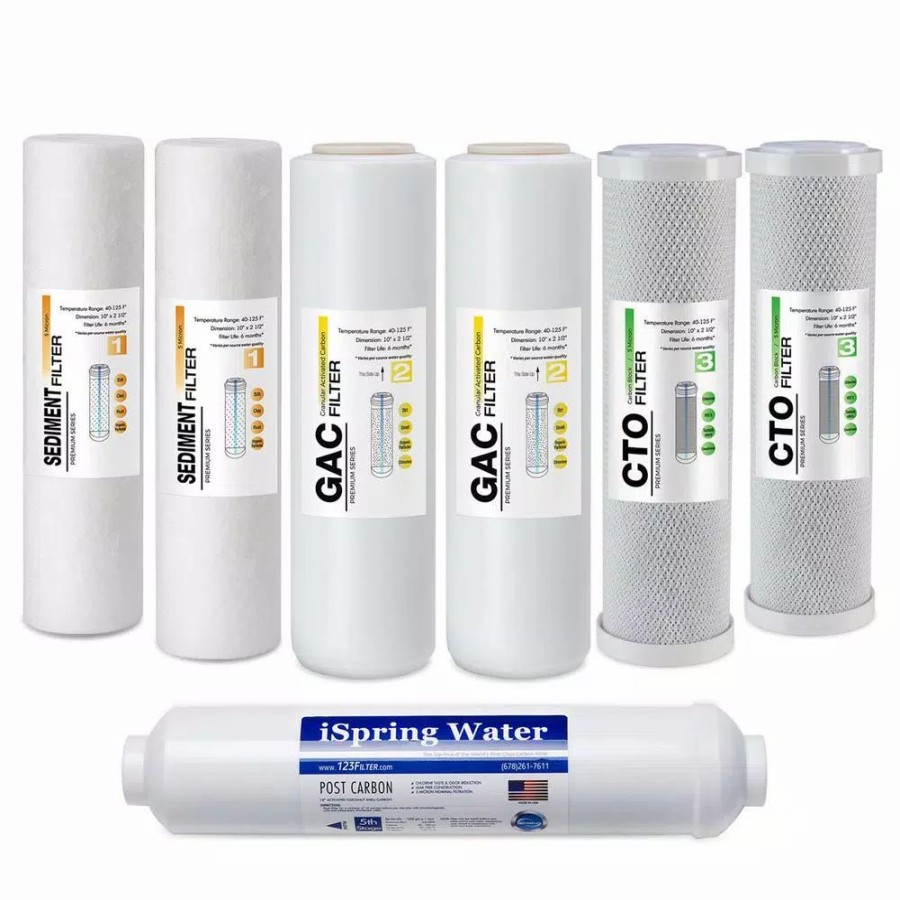 Water Filters * | Water Filtration Systems Ispring Universal 5-Stage Reverse Osmosis Ro Systems 1-Year Supply Replacement Water Filter Cartridge Pack Set