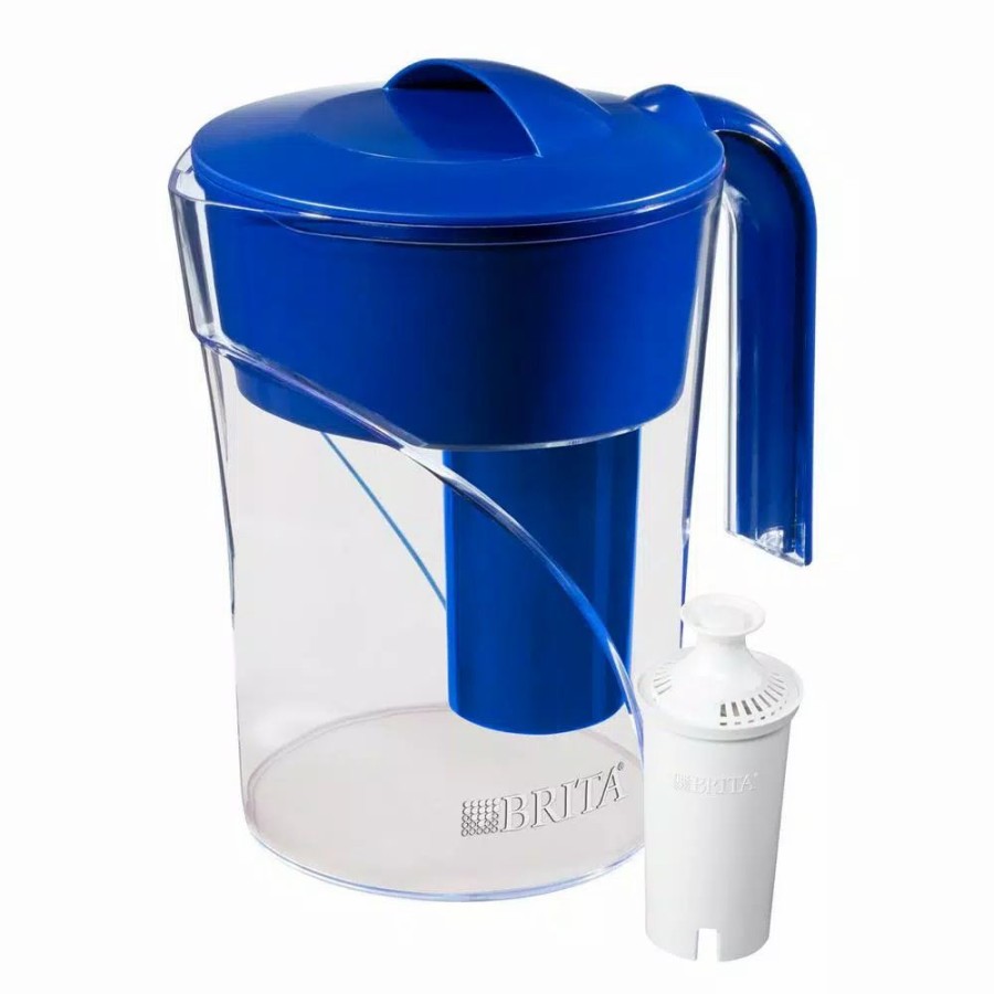 Water Filters * | Water Filter Pitchers Brita Six 8 Oz. Glasses Mist Water Filter Pitcher In Dark Blue, Bpa Free