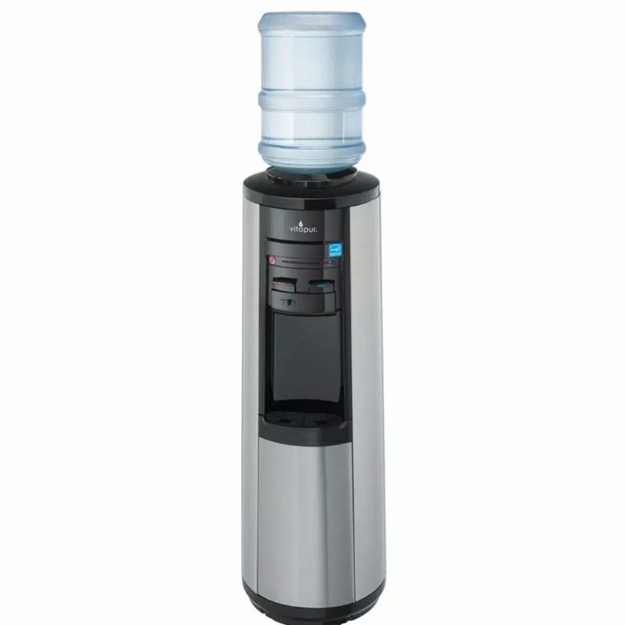 Water Filters * | Water Dispensers Vitapur 3-5 Gal. Hot/Room/Cold Temperature Top Load Water Cooler Dispenser With Kettle Feature In Stainless Steel/Black