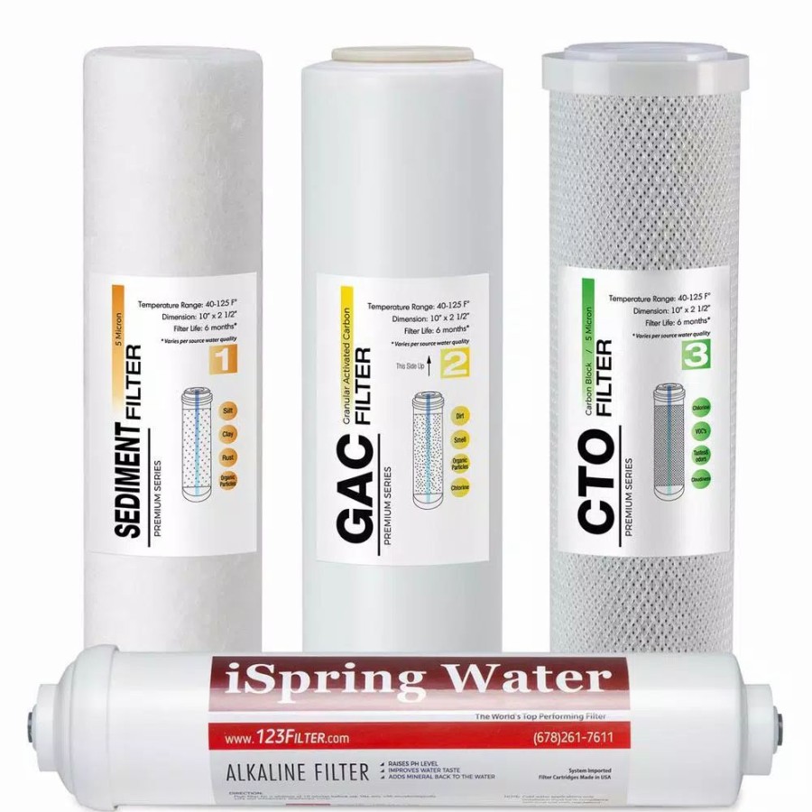 Water Filters * | Water Filtration Systems Ispring 6-Stage Reverse Osmosis Ro System 6-Month Replacement Water Filter Cartridge Pack, Sediment, Cto, Gac, Alkaline