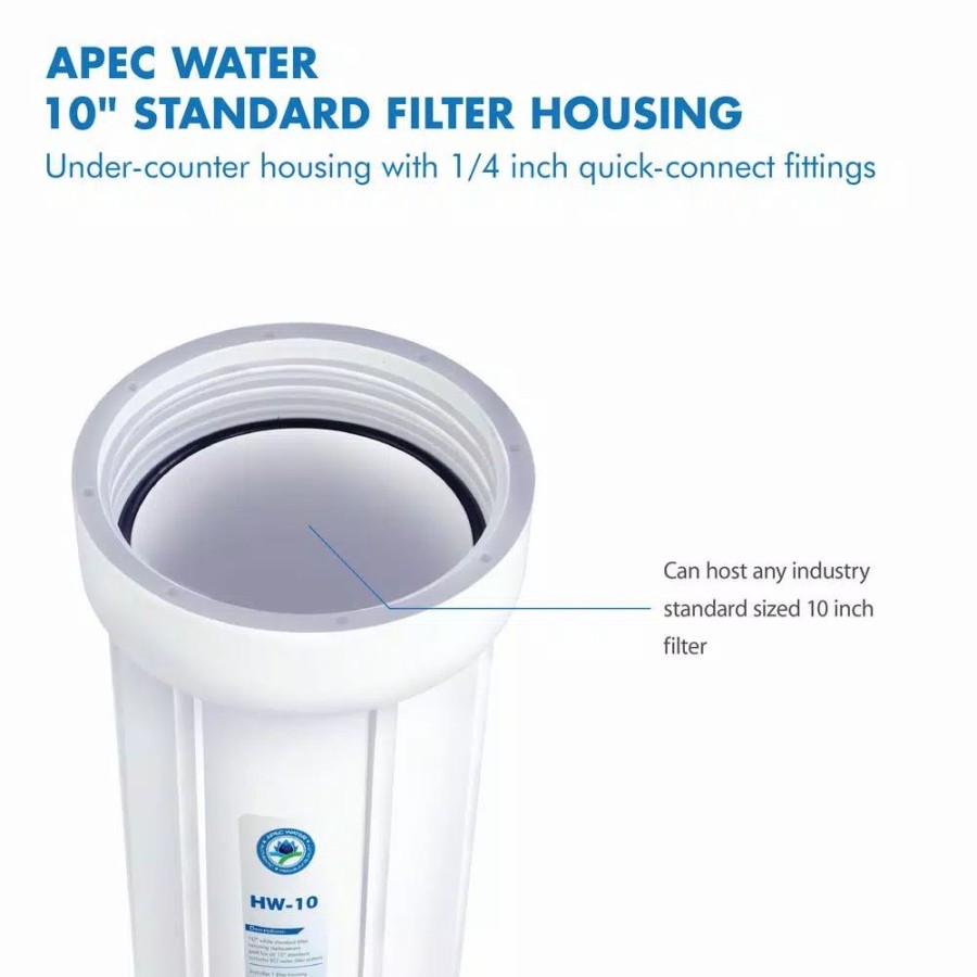 Water Filters * | Water Filter Parts Apec Water Systems 10 In. White Industry Standard Filter Housing With 1/4 In. John Guest Quick Connect Fittings