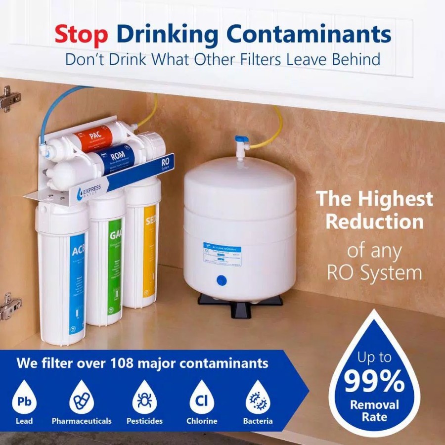Water Filters * | Water Filtration Systems Express Water Express Water Reverse Osmosis 5 Stage Water Filtration System With Faucet, Tank, And 4 Replacement Filters 100 Gpd