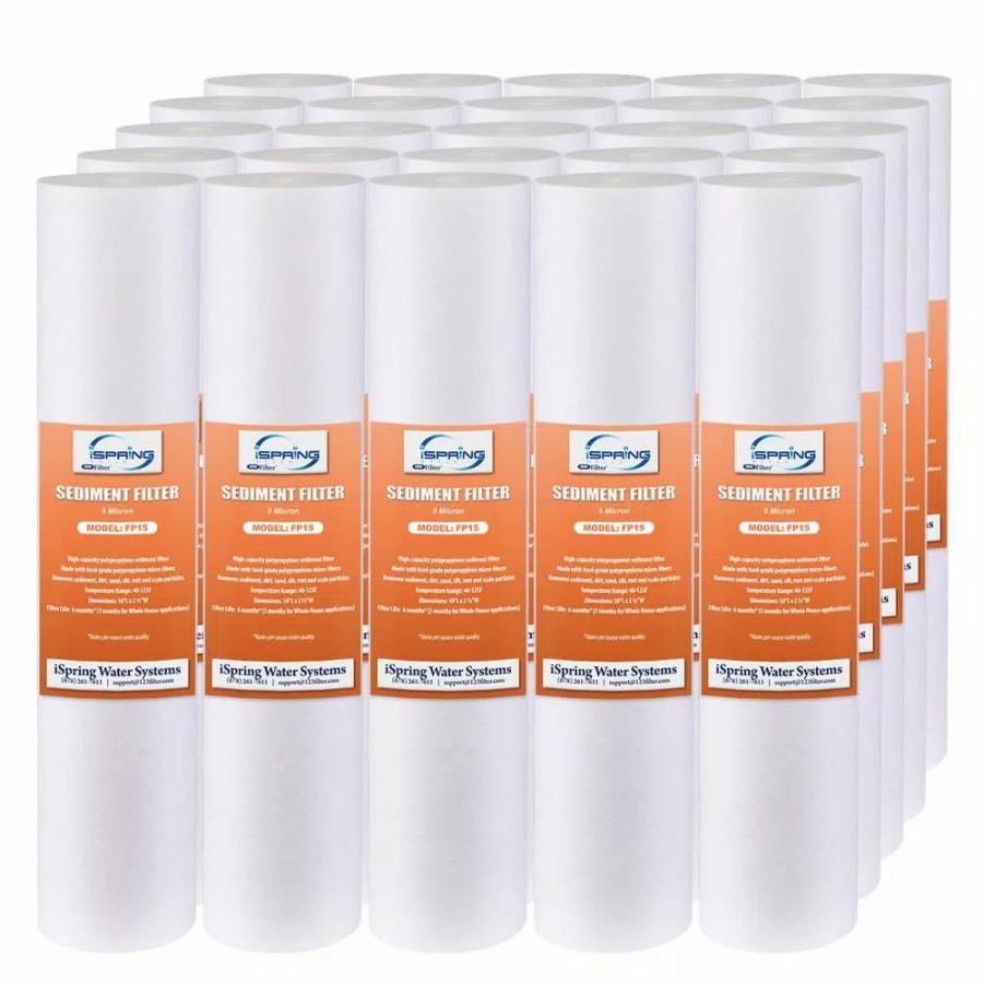 Water Filters * | Water Filtration Systems Ispring Littlewell 5-Micron 2.5 In. X 10 In. 4-Layer Gradient Sediment Filter Cartridges (25-Pack)