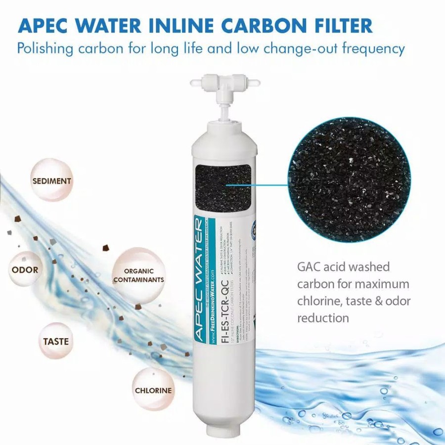 Water Filters * | Replacement Water Filters Apec Water Systems Essence In-Line Carbon Replacement Water Filter Cartridge 10 In. With 1/4 In. Quick Connect