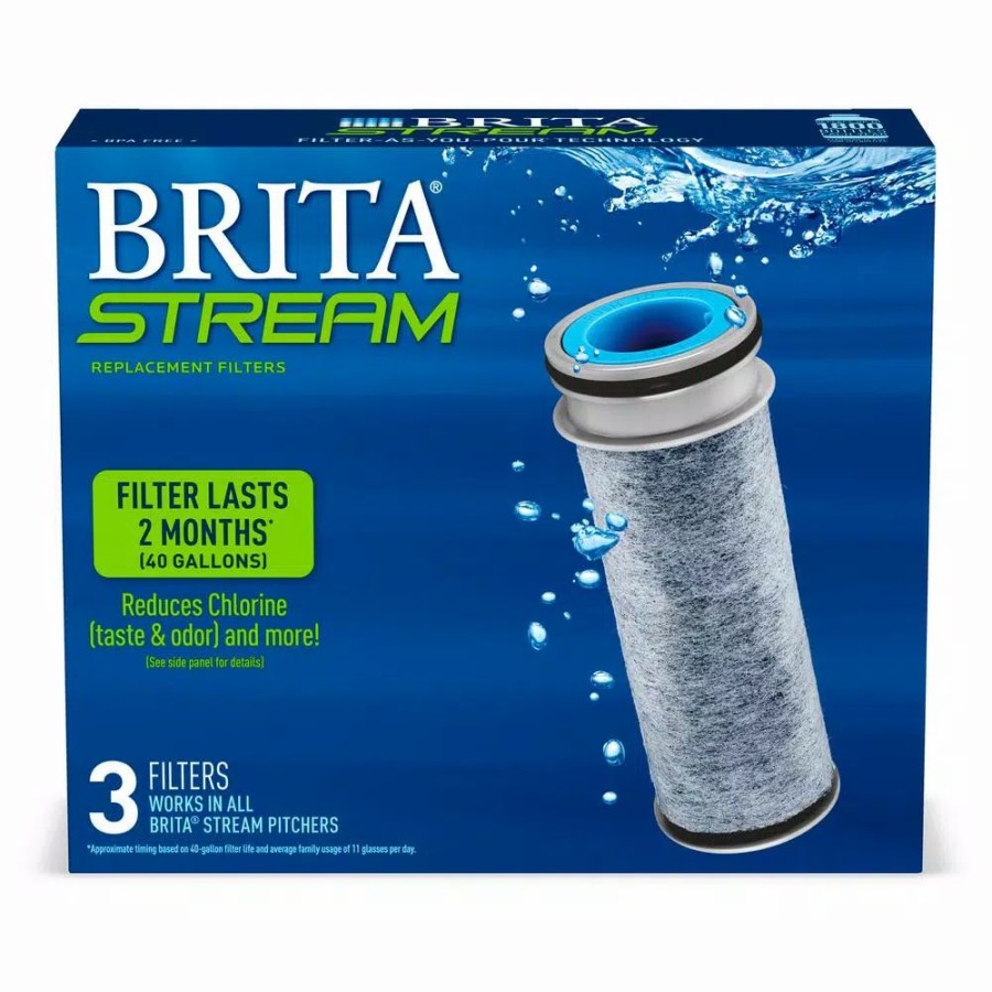 Water Filters * | Water Filter Pitchers Brita Stream Pitcher Replacement Water Filter Cartridge (3-Pack), Bpa Free