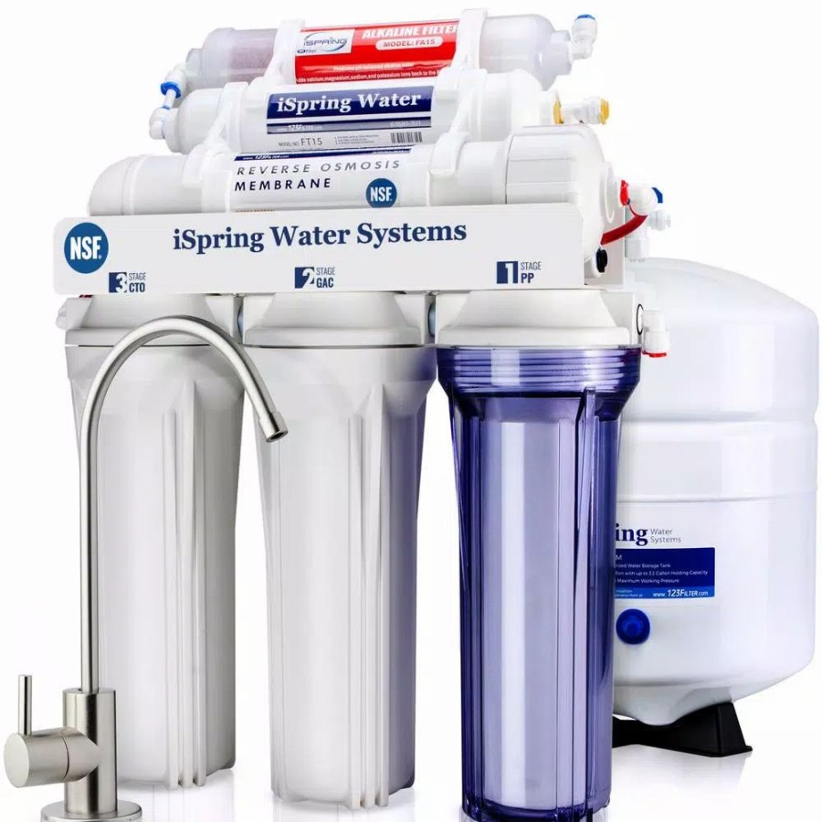 Water Filters * | Water Filtration Systems Ispring 6-Stage Under Sink Reverse Osmosis Drinking Water Filter System With Alkaline Remineralization, Nsf Certified