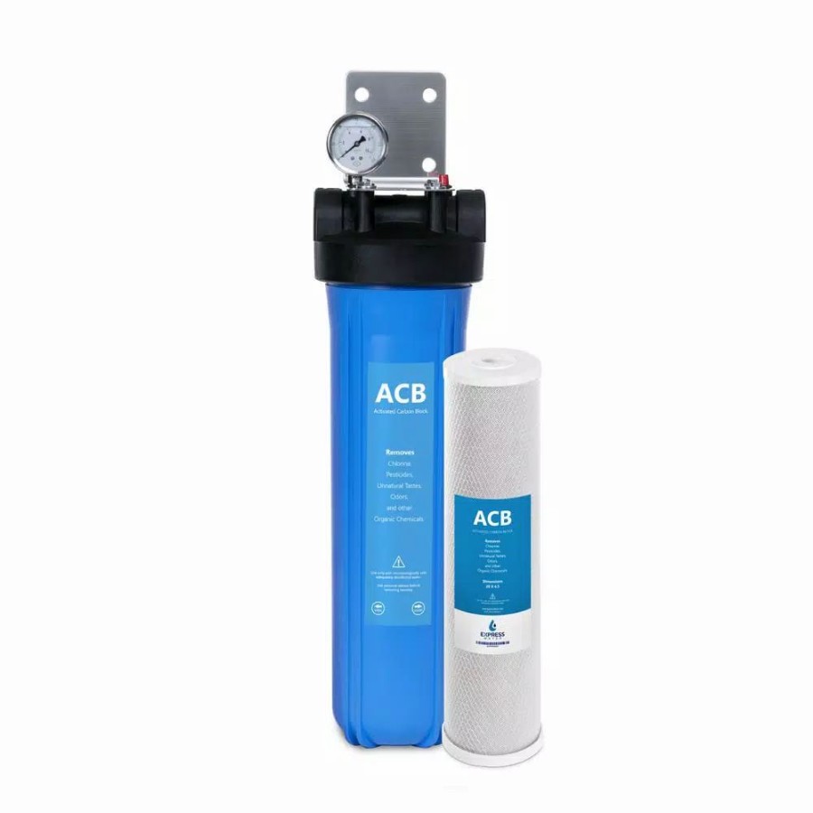 Water Filters * | Water Filtration Systems Express Water Whole House 1-Stage Water Filtration System Charcoal Carbon Filter With Pressure Gauge, Easy Release, 1 In. Connection
