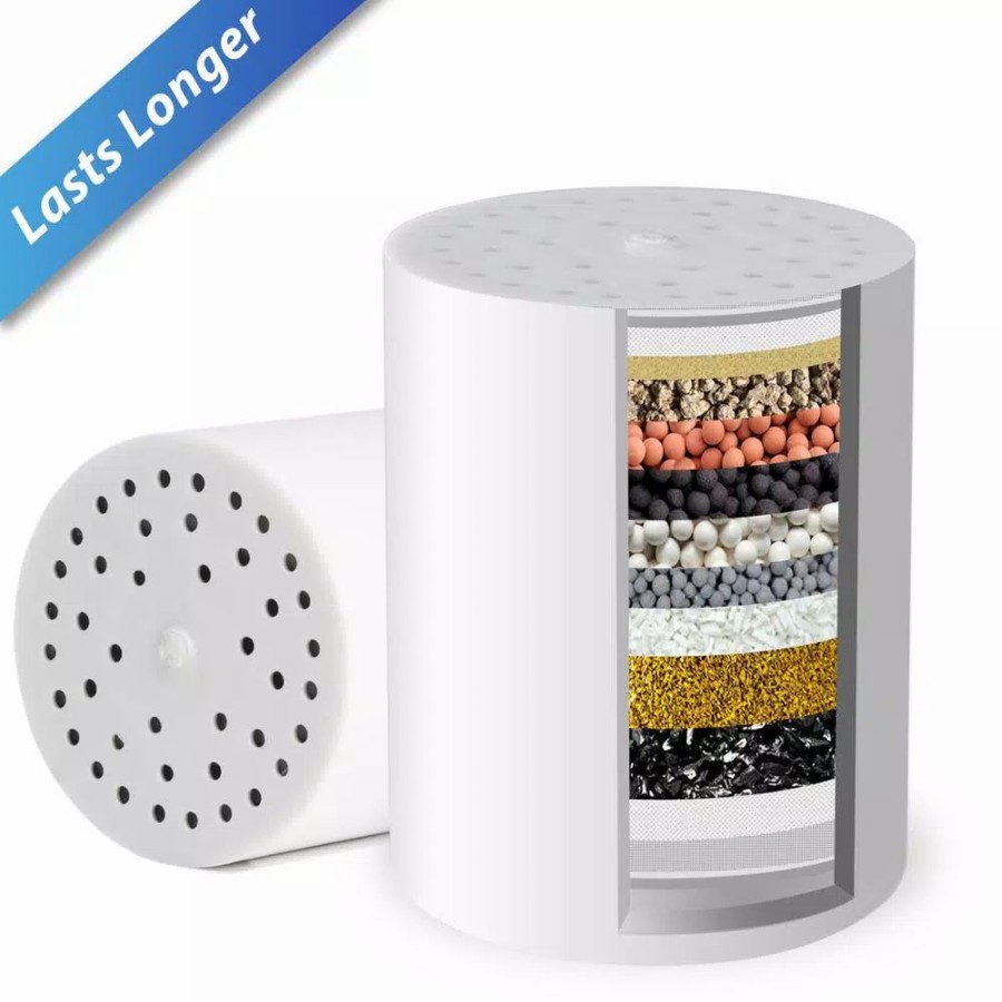 Water Filters * | Replacement Water Filters Ispring 15-Stage Shower Filter Replacement Cartridge, Improves Conditions Of Skin, Hair, And Nails, White