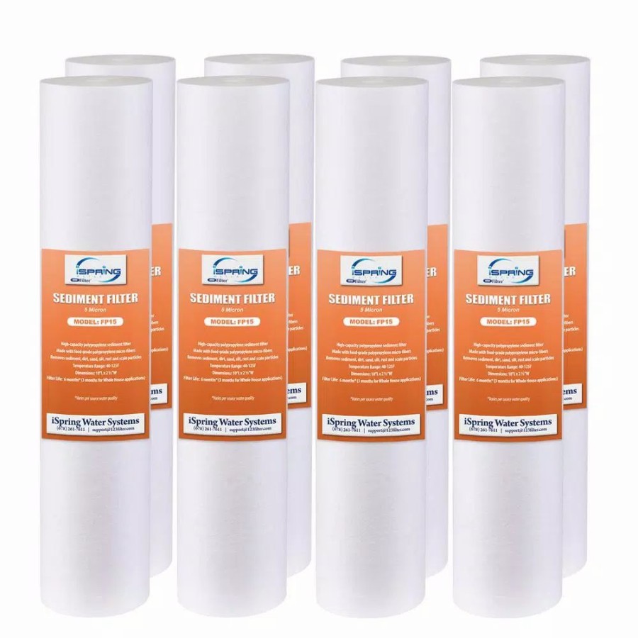 Water Filters * | Water Filtration Systems Ispring 5 Micron 10 In. X 2.5 In. Universal Sediment Filter Cartridges 15000 Gal. Multi-Layer (8-Pack)