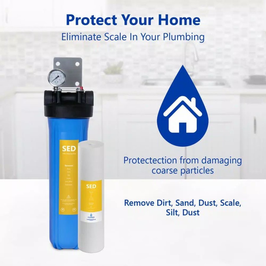 Water Filters * | Water Filtration Systems Express Water 1-Stage Whole House Water Filtration System Sediment Filter Includes Pressure Gauge, Easy Release, 1 In. Connections