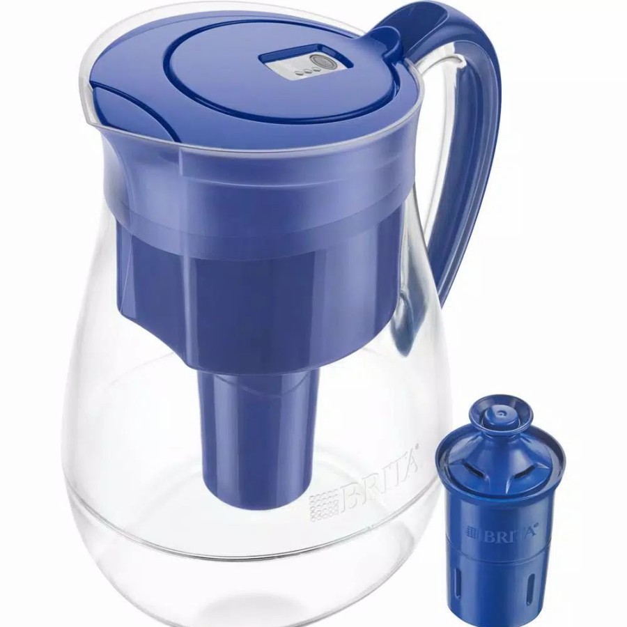Water Filters * | Water Filter Pitchers Brita Monterey 10-Cup Water Filter Pitcher In Blue With Longlast Filter, Bpa Free