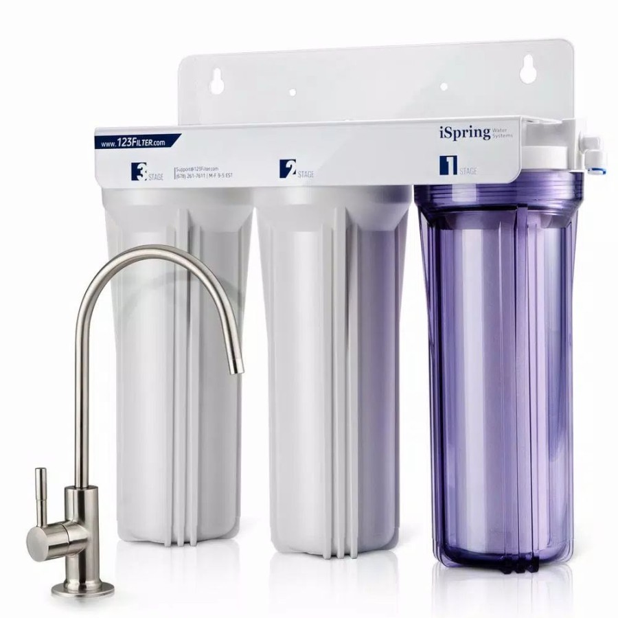 Water Filters * | Water Filtration Systems Ispring 3-Stage Under Sink High Capacity Tankless Drinking Water Filtration System-Includes Sediment 2X Cto Carbon Block Filters