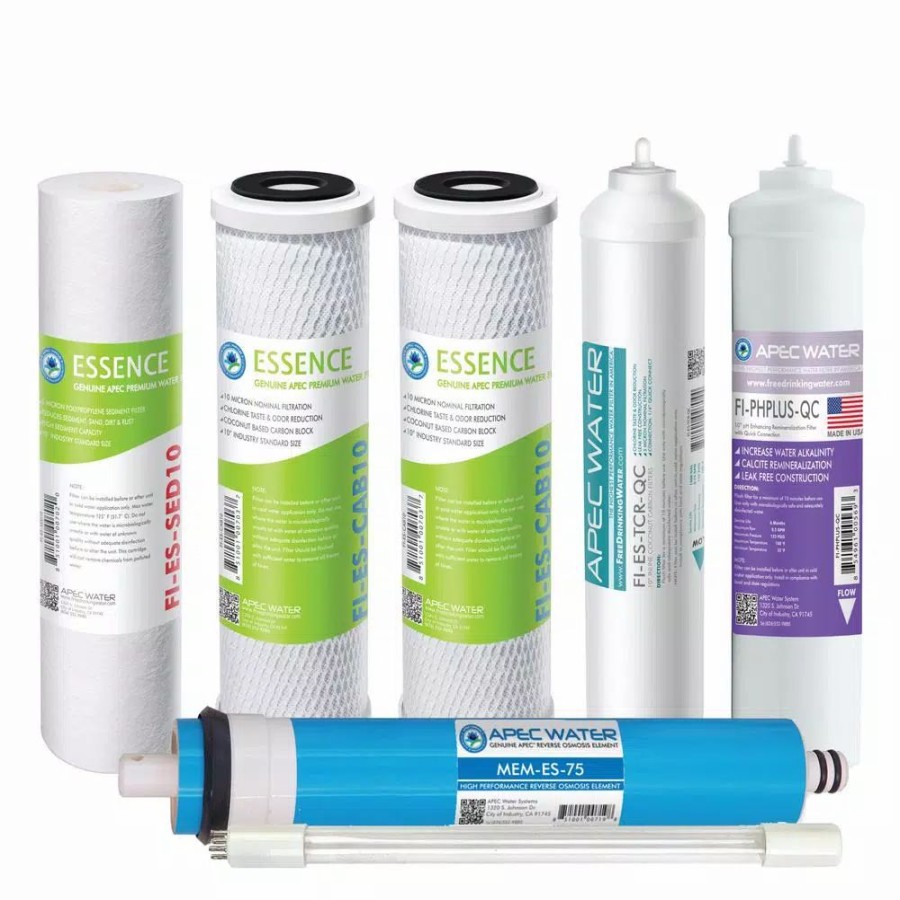 Water Filters * | Replacement Water Filters Apec Water Systems Essence Under Sink System Roes-Phuv75 Complete Replacement Filter Set For Ph Enhanced Uv Sanitizing 7-Stages