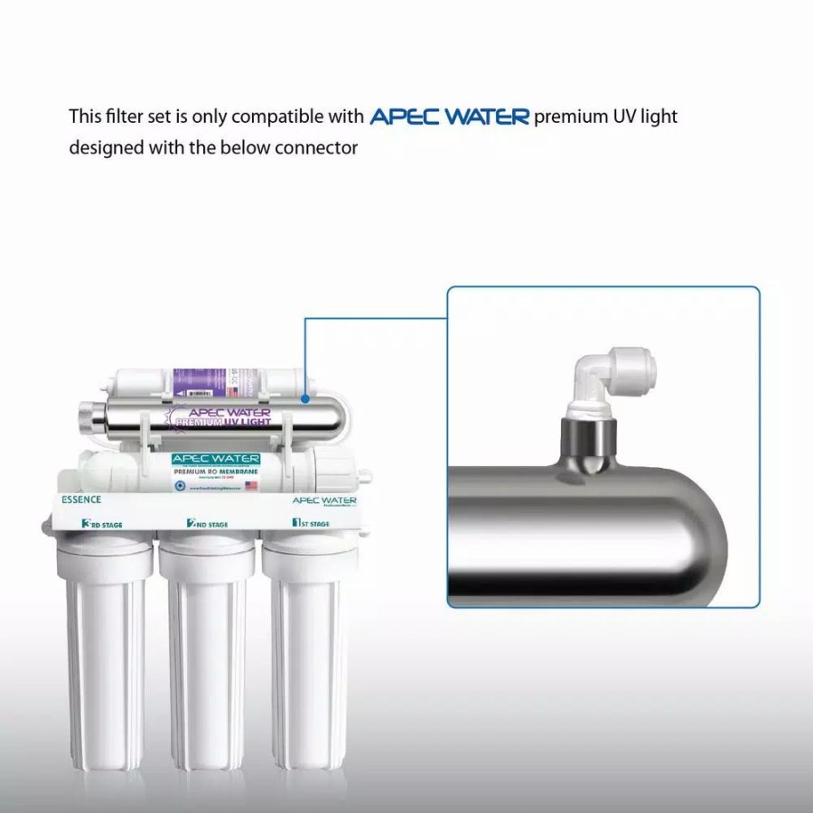 Water Filters * | Replacement Water Filters Apec Water Systems Essence Under Sink System Roes-Phuv75 Complete Replacement Filter Set For Ph Enhanced Uv Sanitizing 7-Stages