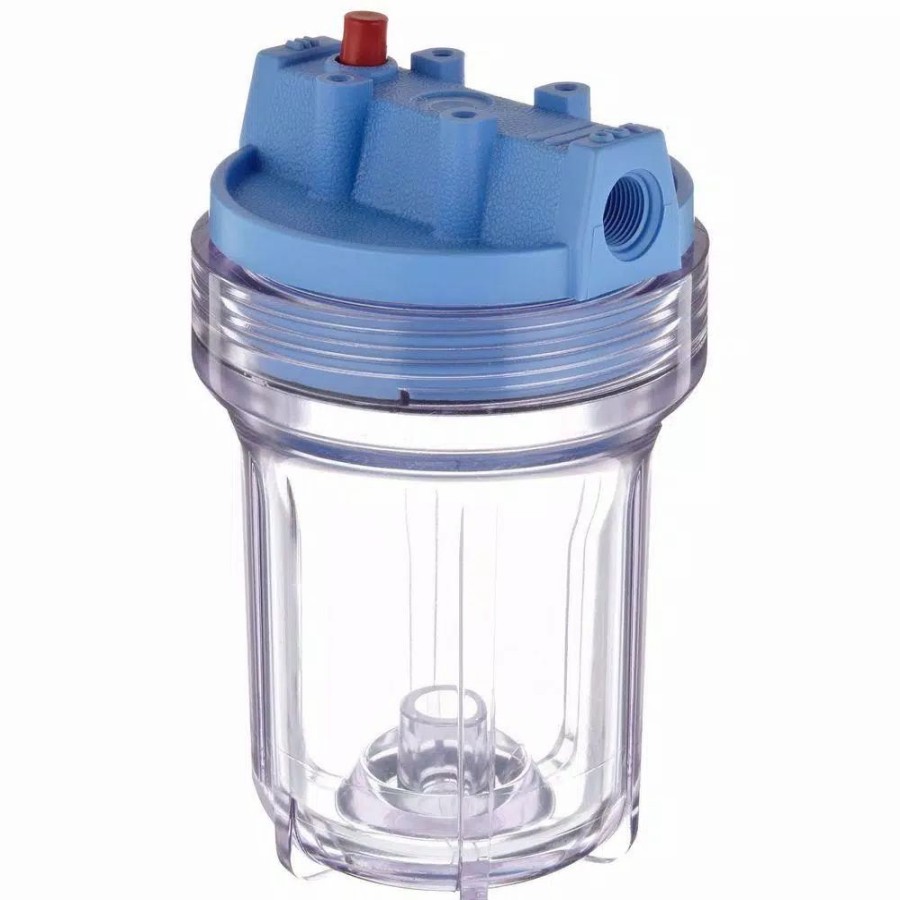 Water Filters * | Water Filter Parts Pentek 158110 3/8 In. Inlet/Outlet 5 In. Water Filter Housing Clear/Blue