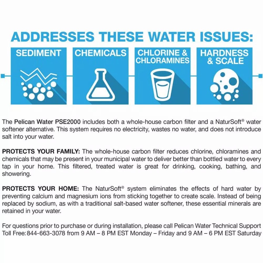 Water Filters * | Water Filtration Systems Pelican Water 15 Gpm Whole House Water Filtration And Natursoft Water Softener Alternative System