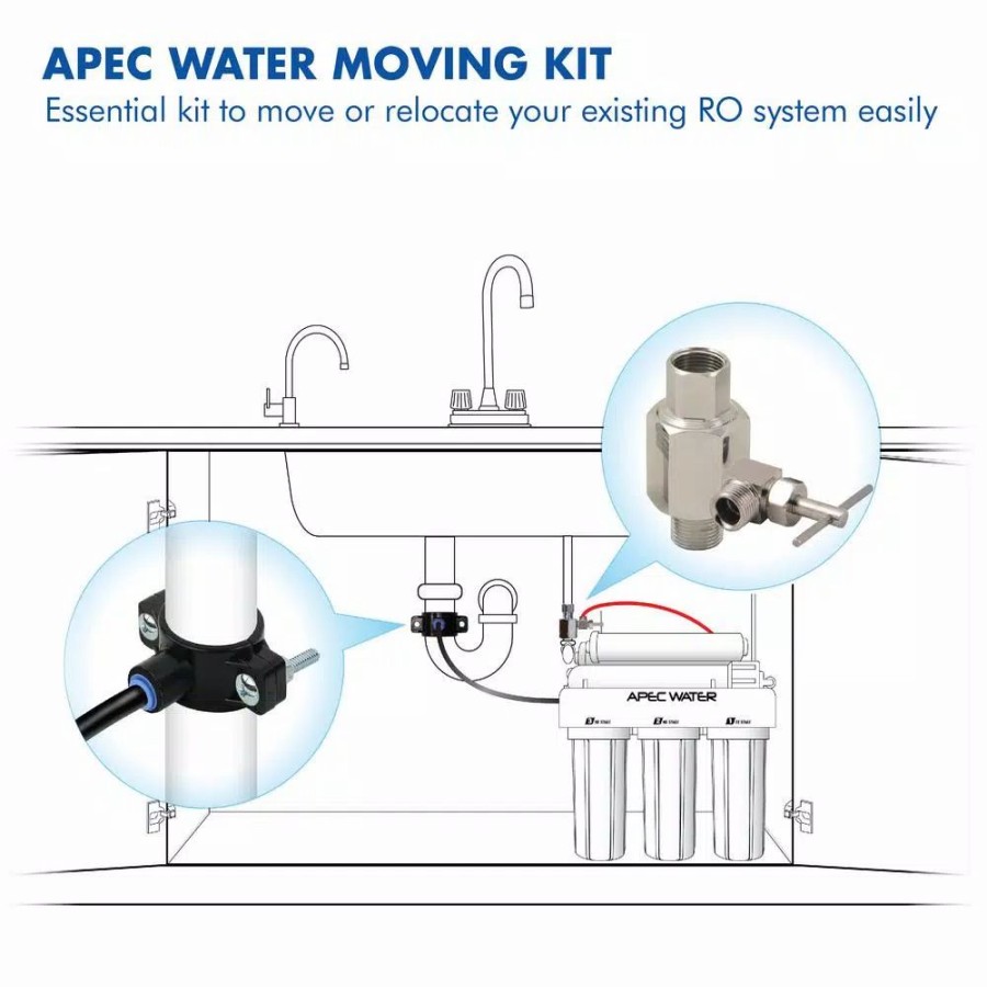 Water Filters * | Water Filter Parts Apec Water Systems Feed Water Adapter And Drain Saddle Valve Clamp For Reverse Osmosis Systems With 1/4 In. Tubing