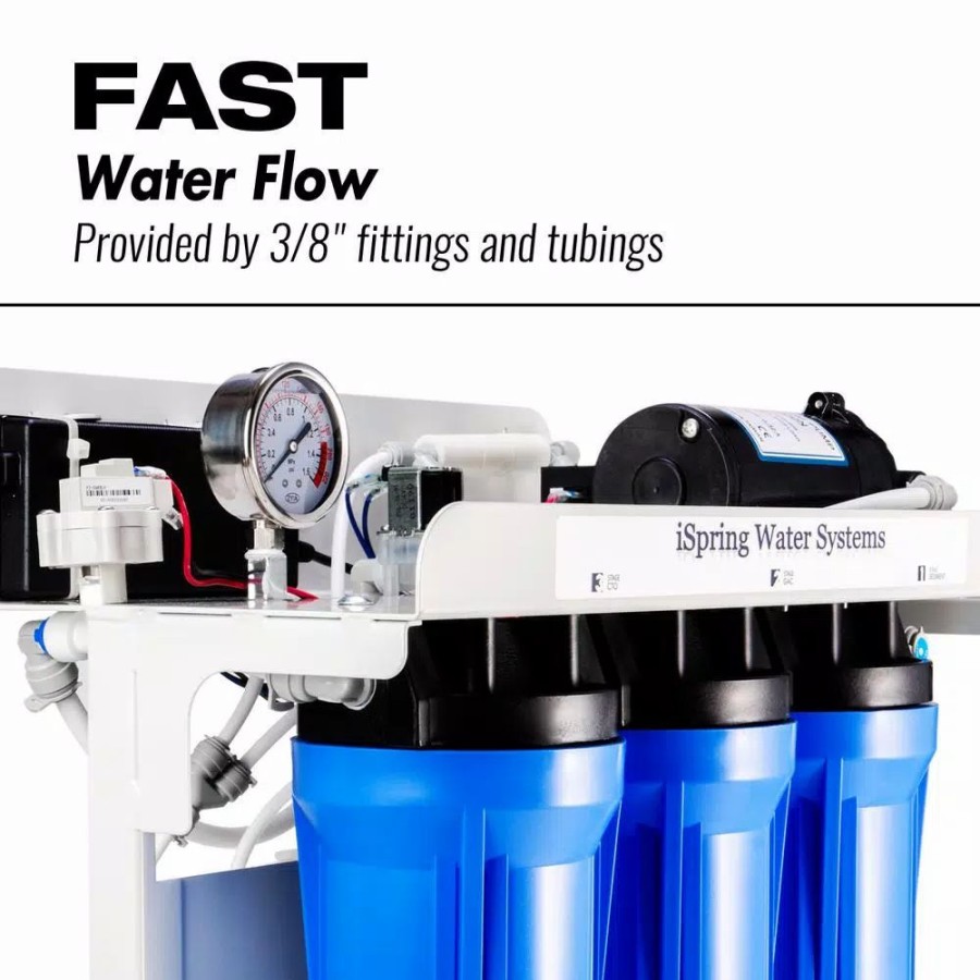 Water Filters * | Water Filtration Systems Ispring Workhorse 300 Gpd Commercial Grade Reverse Osmosis Water Filtration System W/ Booster Pump And Oversized Pre Ro Filters