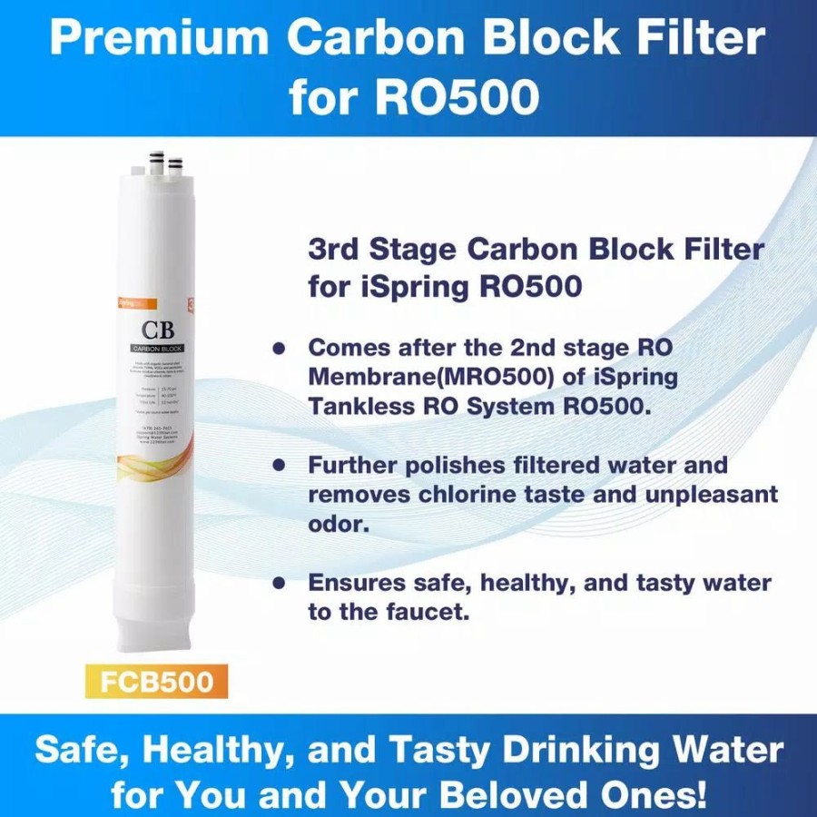 Water Filters * | Replacement Water Filters Ispring Carbon Block Reverse Osmosis Replacement Filter For Tankless Water Filtration System