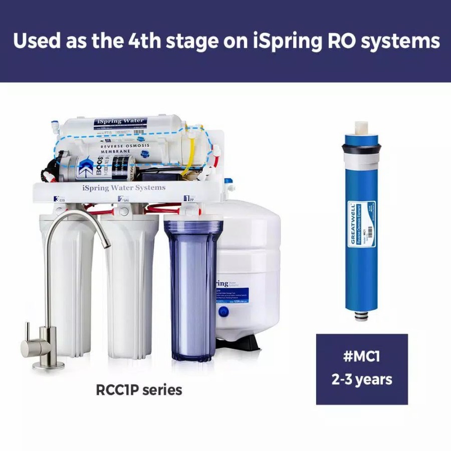 Water Filters * | Replacement Water Filters Ispring 1.8 X 12 100Gpd Water Filter Replacement Cartridge Reverse Osmosis Membrane