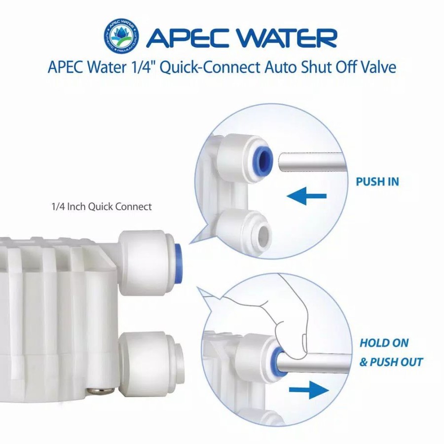 Water Filters * | Water Filter Parts Apec Water Systems Auto Shut Off Valve With 1/4 In. Quick Connect For Reverse Osmosis Water Filtration System