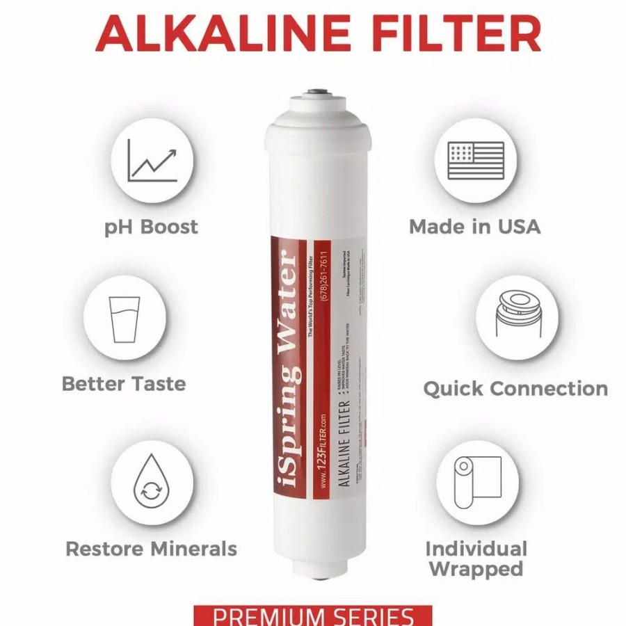 Water Filters * | Replacement Water Filters Ispring Premium 10 In. Universal Inline Alkaline Replacement Water Filter Cartridge For Reverse Osmosis Ro System, Ph+